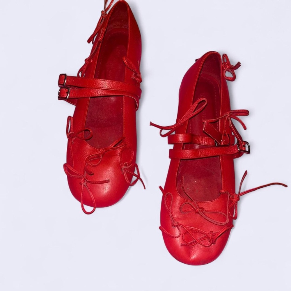 Lado Bokuchava Red Bow Ballet Flats GOOD CONDITION